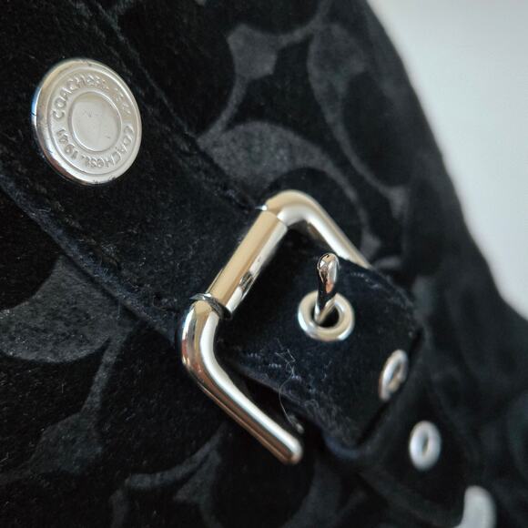 Coach Tullip Signature Print Suede Black Leather Fleece Winter Boots Womens 7 B - Picture 6 of 16